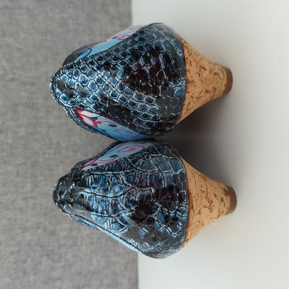 Print butterfly cork wedges shoes - Picture 3 of 5